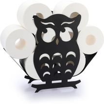 Support De Rouleau De Papier Toilette Porte-papier En Métal Stockage De Papier En Forme De Hibou Pour Salle De Bain (noir)