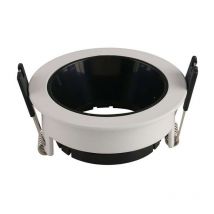 Optonica - Support Spot Encastrable Fixe GU10/MR16 Rond Blanc Réflecteur Noir Ø80mm Max 35W