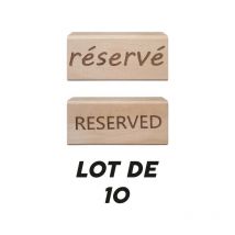 Support de table double face "Réservé - Reserved" en bois brut dimensions 3,7 x 8 x 2,3 cm - Lot de 10