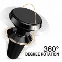 Linghhang - Support de téléphone portable magnétique universel pour grille de ventilateur 360 rotatif noir