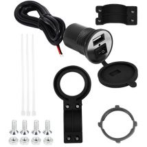 YB - Jeffergarden Support de téléphone pour guidon de moto Chargeur usb étanche dc 12V avec interrupteur (Noir)
