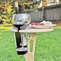 Volavo - Support de verre à vin de Table à vin en bois pliant extérieur portatif pour la fête de pique-nique d'arrière-cour de plage