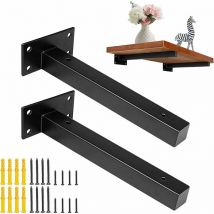 Support d'Étagère Invisible - 25cm - Rebord Industriel - Métal - diy - Argent - 2pcs - Avec Vis
