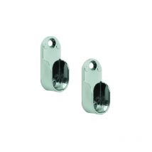 Support d'extrémité pour tube ovale de penderie, 30x15 mm, chromé, 2 pièces