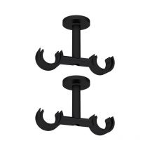 2 Support Double, Noir, Double Tringle à Rideaux, Support pour Plafond, Diamètre 28 mm