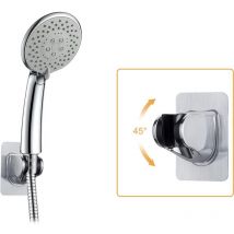 Dhklfa - Support Douche Sans Percage Colle 3M- Support Pommeau de Douche Universel, Réglable (45°), Support Douchette Mural Charge Jusqu'à 18 kg,