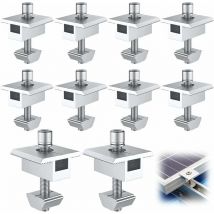 Umnuou - Support et fixation de panneau solaire--10 Pièces Support de Panneau Solaire en Aluminium, Bornes Centrales en Forme de t, Fixation de