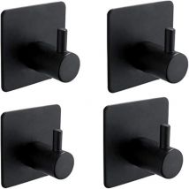 Accroche Torchon Cuisine, Accroche Tableau sans Percer, Crochet Autocollant Acier Inox, Noir