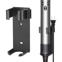 Support mural pour fer à friser Dyson Airwrap Styler, support de rangement en métal adapté à divers bâtons de cheveux bouclés, aluminium (noir)