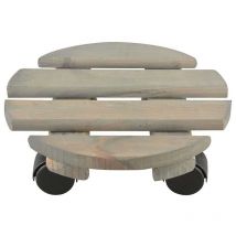 Ac-deco - Support à roulettes gris pour plantes 23 cm