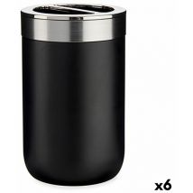 Porte-brosse à dents en plastique noir argenté 7,7 x 11,2 x 7,7 cm (6 pièces)