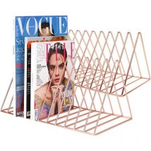 Support pour disques vinyles, lot de 2 organiseurs de magazines pour bureau, support de rangement pour disques vinyles à 9 emplacements