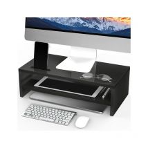Support d'Organisation de Bureau pour Moniteur - 2 Niveaux, Support pour Ordinateurs Portables avec Gestion des Câbles et Support de Téléphone