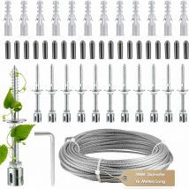Zmleve - Support Pour Plante Grimpante, Kit Complet En Inox Avec Support Mural Et Corde Diamètre 3Mm (Longueur 16M)