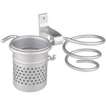 Haartrocknerhalter, Wandmontierter Haartrocknerhalter aus Aluminium mit Spiralfeder und Glätteisenhalter, Badezimmer-Organizer-Aufbewahrung,