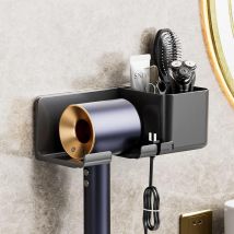 Support pour sèche-Cheveux, Support de sèche-Cheveux, Pas de perçage, Support de sèche-Cheveux avec Support de Prise et Rangement