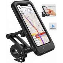 Support pour téléphone portable à vélo, support étanche pour smartphone avec écran tactile, pivotant à 360°, réglable en hauteur pou jusqu'à 6,7