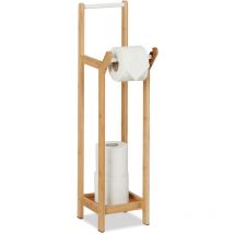 Relaxdays Support pour WC, bambou, sans perçage, support rouleaux de papier toilette de rechange, 72x17,5x24 cm, nature
