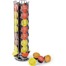 Tigrezy - Support rotatif pour 32 capsules Dolce Gusto, distributeur de dosettes de café, base antidérapante, chrome