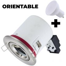 Spot bbc Orientable inox IP20 + Ampoule GU10 5W Blanc Neutre +