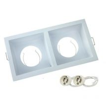 Support Spot Encastrable aluminium Blanc, pour ampoule GU10 x 2 rectangulaire Digilamp