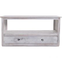 Support TV table TV lowboard étagère TV, shabby look, vintage, blanc