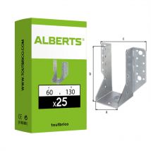 25 supports U ailes extérieures 60x130mm galvanisé Alberts