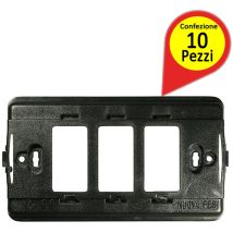 Feb - Supporti 3 Posti Plastica Compatibile Serie Magic Bticino 2603 Pezzi 10