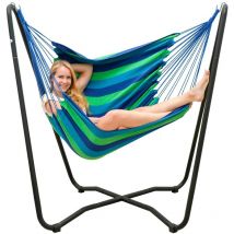 Supporto HSG-154 con Sedia amaca sospesa HMG-26 a Righe Blu Verdi