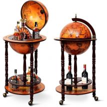 Mappamondo Bar Supporto per Bottiglia Portabottiglie Scaffale per Vino Stocaggio del Vino a Forma di Mappamondo Artistico Supporto di Legno con 3