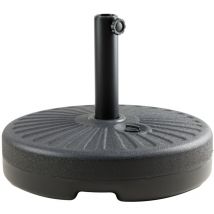 Supporto per Ombrellone – Base in Plastica Riempibile con Sabbia o Acqua, Capacità fino a 60L, Ø50x14 cm, Colore Nero - Maxxgarden