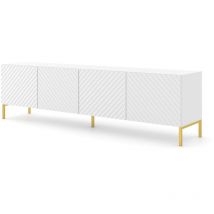 Bim Furniture - surf 200 cm 4D fresato bianco opaco porta tv + piedi