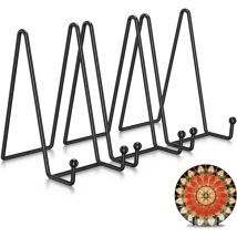 Longziming - Supports d'assiettes pour présentation, lot de 3 supports pour photos de 6 pouces, chevalet en fer noir, support décoratif pour