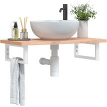 Supports d'étagères pour lavabo 2 pcs blanc rectangulaire acier