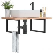 Supports d'étagères pour lavabo 2 pcs noir rectangulaire acier