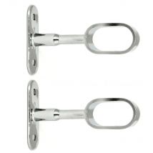 Soporte de tubo ovalado para armario, 30x15mm, proyección 55mm, cromado, 2 piezas