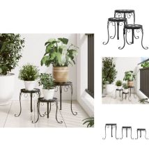 Supports pour plantes 3 pcs noir et blanc céramique - Supports De Plantes - Jardinière - Table De Plante - Décoration Extérieur - Design Mosaïque