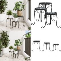 Supports pour plantes 3 pcs noir et blanc céramique - Supports De Plantes - Jardinière - Table De Plante - Décoration Extérieur - Design Mosaïque
