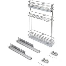 Emuca - SupraMax ausziehbares Flaschenregal SupraMax mit sanfter Schließung, linke Seite, 3 Tablets, Modul 150mm, Stahl, Verchromt