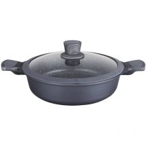 Supreme Kochtopf 40 cm – Gussaluminium – Marmorstein-Antihaftbeschichtung – PFOA-frei – Glasdeckel mit Silikonrand