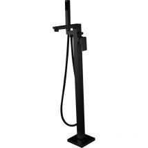 Invena - Robinet Mitigeur Baignoire Noir Haut Carrée Monocommande Sur Pied