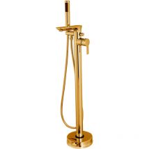 Invena - Robinet Mitigeur Baignoire Or Haut Monocommande Sur Pied
