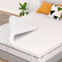 Surmatelas 160 X 200 Cm, 7,5 Cm Hauteur, Gel Surmatelas Memoire De Forme, Surmatelas Rafraîchissant Respirant, Ergonomique Soutien, Avec Housse 