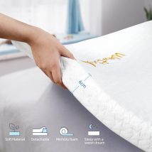 Wowttrelax - Surmatelas 90x190 cm Topper - Mémoire de Forme - Epaisseur 6 cm - Housse Amovible et Lavable - Hypoallergénique