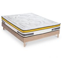 Maison Aubertin - Ensemble Matelas Aubertin Ressorts ensachés Accueil mémoire + sommier kit bois - 140 x 190 cm