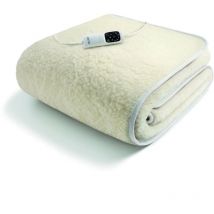 Imetec - Surmatelas Chauffant 1 Place 100% Laine et Mérinos, 150 x 80 cm - Chauffage Rapide-6 Températures -Température Con...