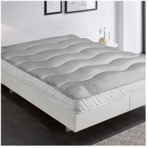 Surmatelas Glory Cloud Gris 80x200cm Sangle de maintien Epaisseur 5cm Moelleux et epais Confort cocooning - gris