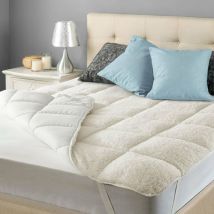 Surmatelas Sherpa Blanc by Sampur Confort enveloppant - Double face été hiver - 140 x 190 cm - Blanc