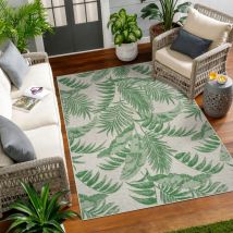 Tappeto per Esterni e Interni Moderno Design Avorio e Verde 200 x 275 cm - Surya