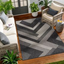 Tappeto per Esterni e Interni Moderno Design Grigio e Avorio 120 x 170 cm - Surya